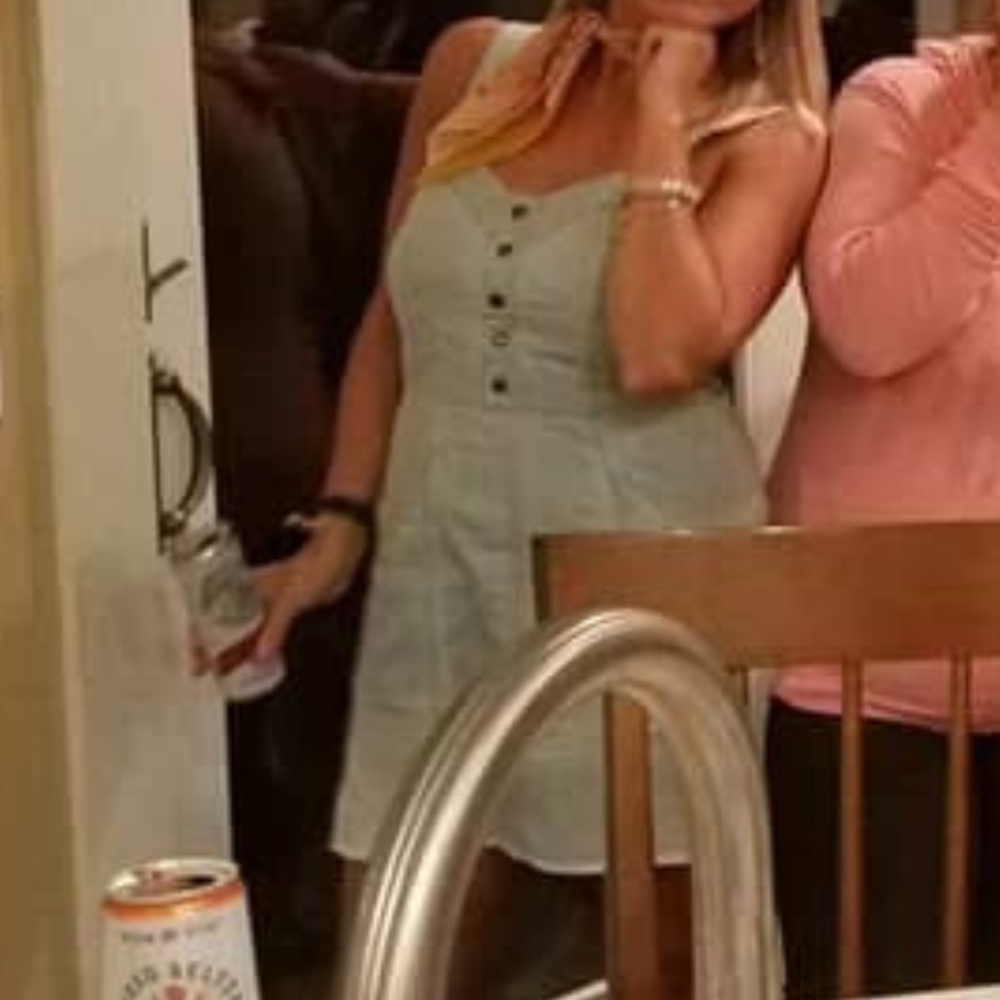 Express Light Wash Denim Dress with Pockets